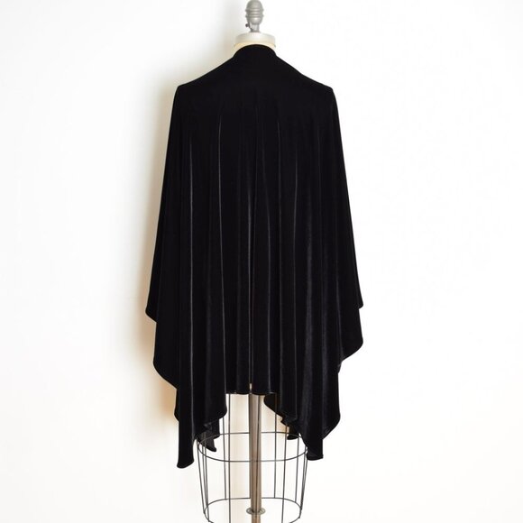 vintage 90s cape Harve Benard black velvet jacket poncho shawl draped top caplet - Picture 7 of 9